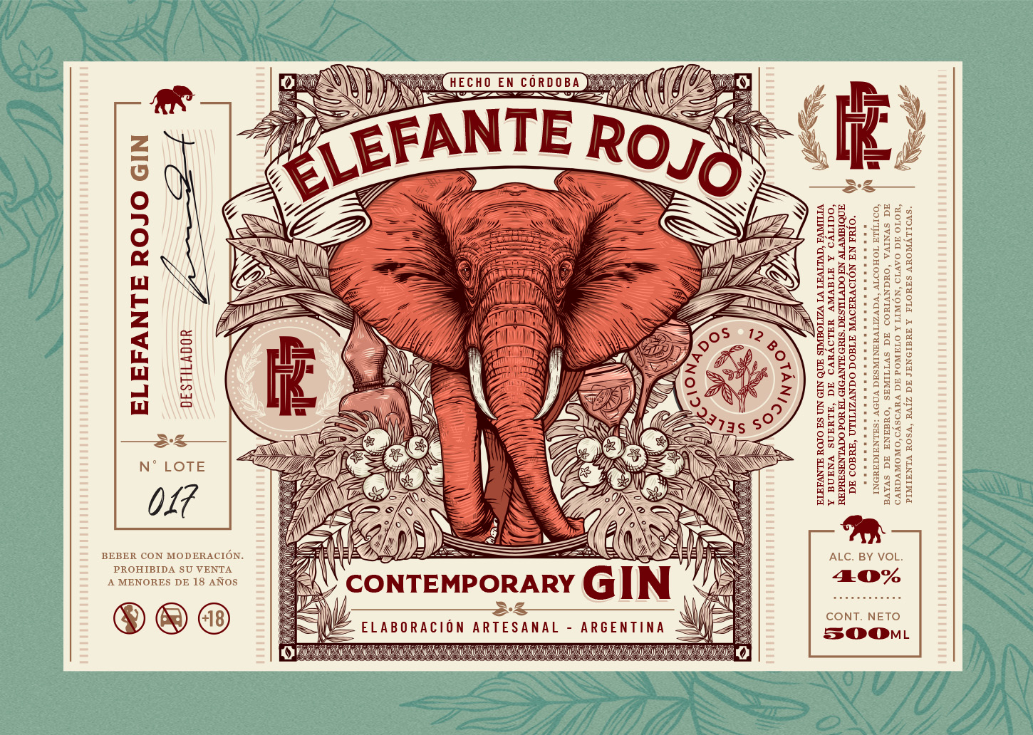 Gin Elefante Rojo杜松子酒包裝設(shè)計(jì)(圖1)