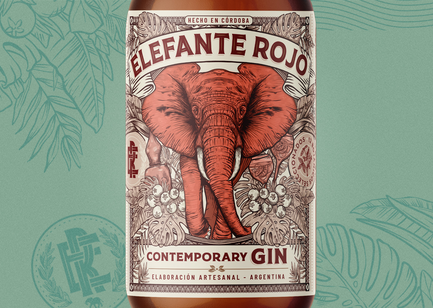 Gin Elefante Rojo杜松子酒包裝設(shè)計(jì)(圖5)