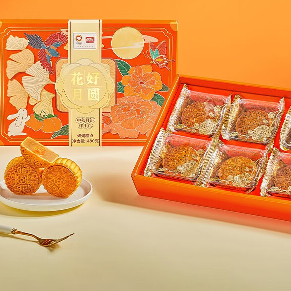PANPAN FOODS 盼盼 花好月圓禮盒 水果多口味 480g 6枚裝包裝禮盒產(chǎn)品包裝創(chuàng)意設(shè)計欣賞(圖3)