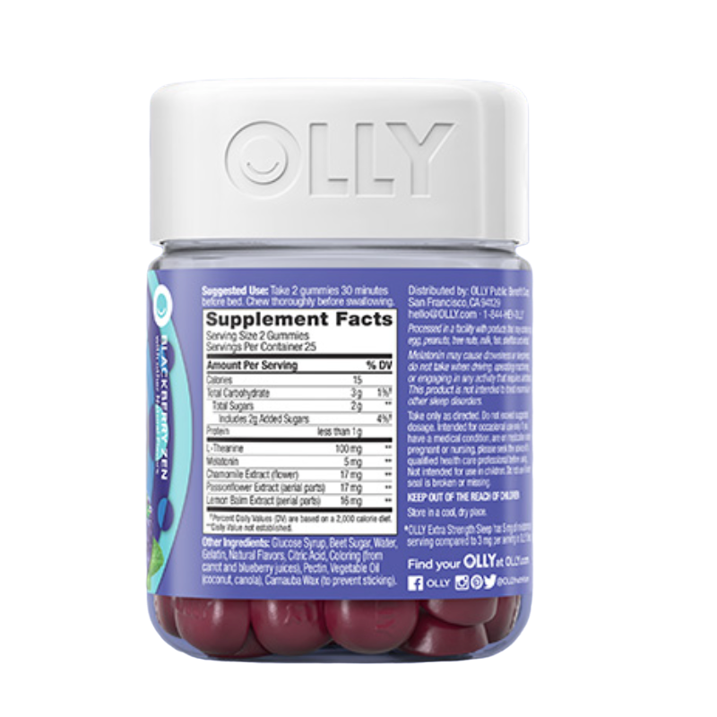 OLLY 好睡糖加強版 黑莓薄荷味 50粒保健產品包裝創(chuàng)意設計欣賞(圖3)