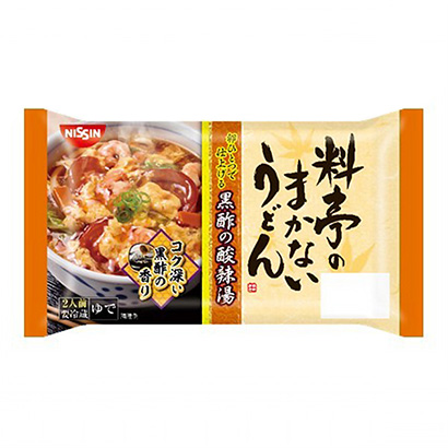 包裝設(shè)計公司推薦用一個日式飯館的烏冬面雞蛋做成的黑醋酸辣湯日清食品保鮮面類包裝設(shè)計(圖1)